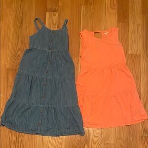 Old Navy Gray and Orange Tiered Sundress Casual
